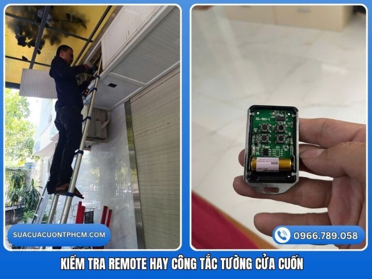 Kiểm tra nguyên nhân lỗi do chìa khóa remote hay tay bấm âm tường cửa cuốn.