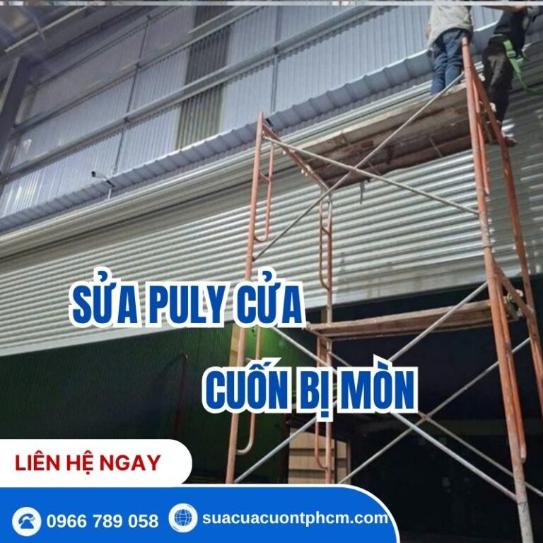 Hướng dẫn khắc phục, thay thế puly trục cửa cuốn bị mòn, vỡ nứt gây tiếng ồn.