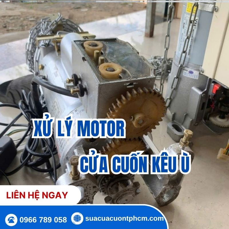 Hướng dẫn xử lý sự cố motor cửa cuốn phát ra tiếng kêu ù ù khi hoạt động.